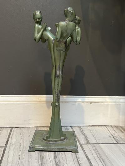  Frankart Inc ART DECO GREEN STYLIZED THREE NUDE ASHTRAY HOLDER BY FRANKART