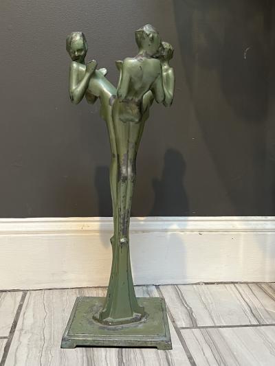  Frankart Inc ART DECO GREEN STYLIZED THREE NUDE ASHTRAY HOLDER BY FRANKART