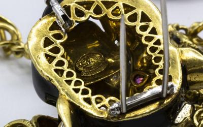  Frascarolo FRASCAROLO 18K YELLOW GOLD PANTHER BLACK ENAMEL NECKLACE