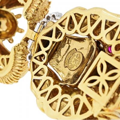  Frascarolo Frascarolo 18K Yellow Gold Diamond Ruby Lion Head Bracelet