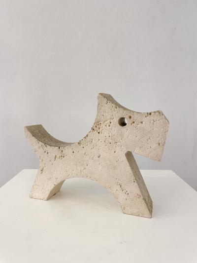  Fratelli Mannelli 1970s Travertine Dog Sculpture by Fratelli Mannelli