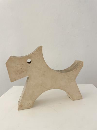  Fratelli Mannelli 1970s Travertine Dog Sculpture by Fratelli Mannelli