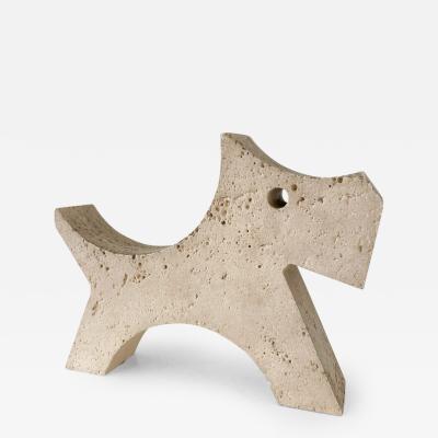  Fratelli Mannelli 1970s Travertine Dog Sculpture by Fratelli Mannelli