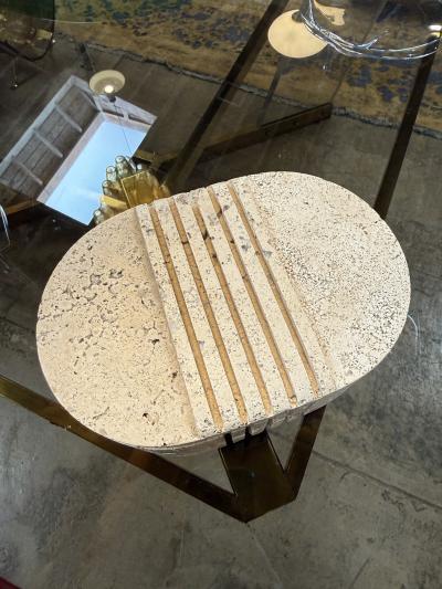  Fratelli Mannelli Fratelli Mannelli Italian Travertine Oval Box with Sculpted Lid