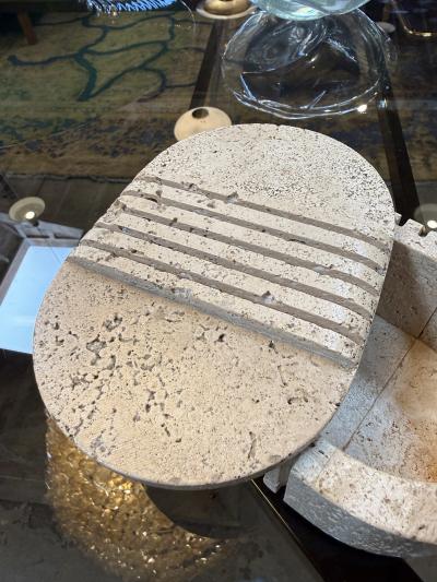  Fratelli Mannelli Fratelli Mannelli Italian Travertine Oval Box with Sculpted Lid