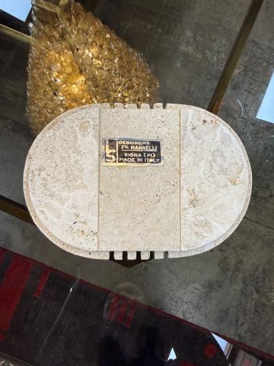  Fratelli Mannelli Fratelli Mannelli Italian Travertine Oval Box with Sculpted Lid