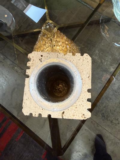  Fratelli Mannelli Fratelli Mannelli Italian Travertine Sculptural Vase