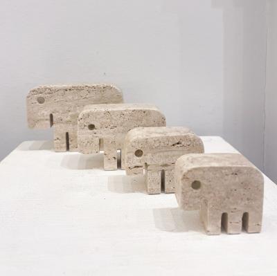 Fratelli Mannelli Set of 4 Travertine Elephant Sculptures by Fratelli Mannelli