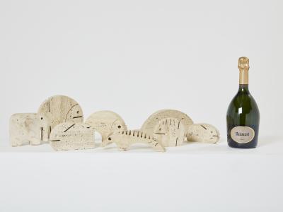 Fratelli Mannelli Set of 8 Fratelli Mannelli travertine animal sculptures 1970