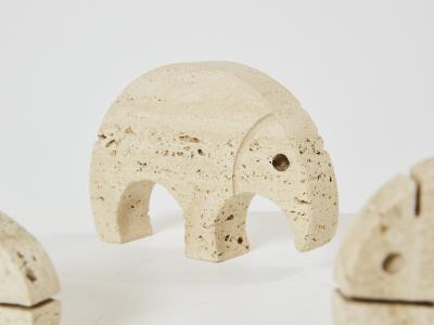  Fratelli Mannelli Set of 8 Fratelli Mannelli travertine animal sculptures 1970