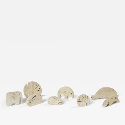  Fratelli Mannelli Set of 8 Fratelli Mannelli travertine animal sculptures 1970