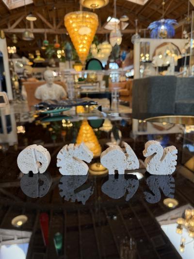  Fratelli Mannelli Set of Four Travertine Animal Sculptures by Fratelli Mannelli Italy 1970s