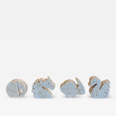  Fratelli Mannelli Set of Four Travertine Animal Sculptures by Fratelli Mannelli Italy 1970s