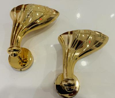  Fratelli Martini Pair of Fratelli Martini 1980 Polished Bronze Italian Wall Lamps