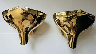  Fratelli Martini Pair of Fratelli Martini Bronze Floral Italian 1980s Wall Lamps