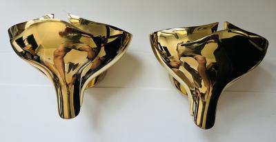  Fratelli Martini Pair of Fratelli Martini Bronze Floral Italian 1980s Wall Lamps