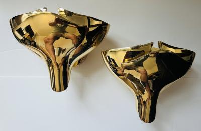  Fratelli Martini Pair of Fratelli Martini Bronze Floral Italian 1980s Wall Lamps