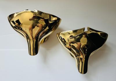  Fratelli Martini Pair of Fratelli Martini Bronze Floral Italian 1980s Wall Lamps