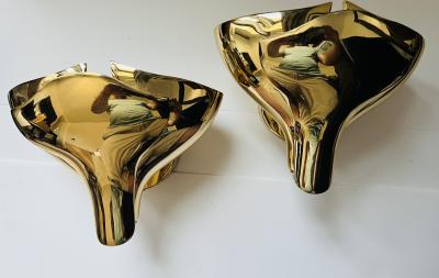  Fratelli Martini Set of Five Fratelli Martini Polished Bronze 1980 Italian Wall Lights