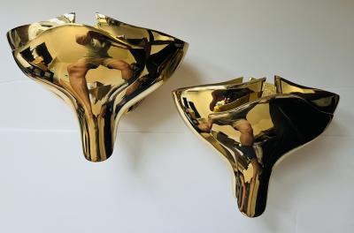  Fratelli Martini Set of Five Fratelli Martini Polished Bronze 1980 Italian Wall Lights