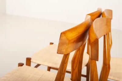  Fratelli Podest Fratelli Podest 4 Chairs Model P5 with Drawn Guinea Cane Top Chiavari 1970s