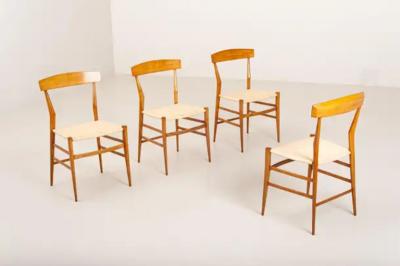  Fratelli Podest Fratelli Podest 4 Chairs Model P5 with Drawn Guinea Cane Top Chiavari 1970s