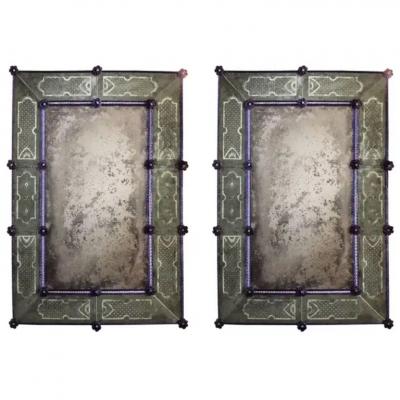  Fratelli Tosi 2 Italian 18th Century Style Antiqued Venetian Murano Glass Mirrors by Tosi