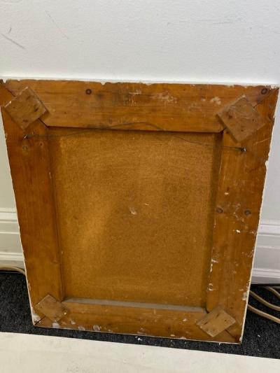  Fraydas MID CENTURY ABSTRACT WOMAN WITH DOG PAINTING SIGNED FRAYDAS