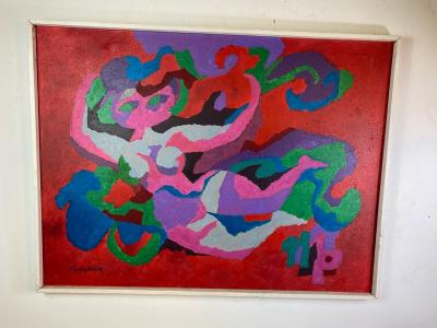  Fraydas POP ART PSYCHEDELIC FLOATING WOMAN PAINTING SIGNED FRAYDAS