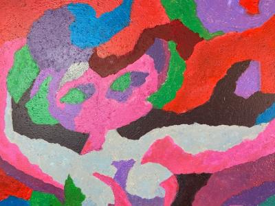  Fraydas POP ART PSYCHEDELIC FLOATING WOMAN PAINTING SIGNED FRAYDAS