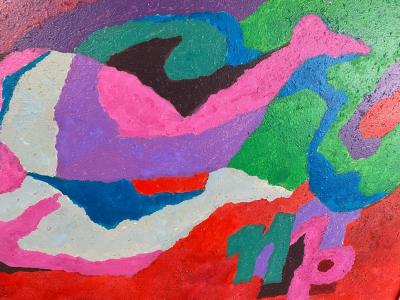  Fraydas POP ART PSYCHEDELIC FLOATING WOMAN PAINTING SIGNED FRAYDAS