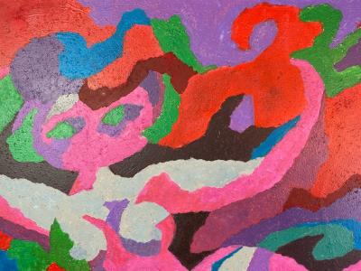  Fraydas POP ART PSYCHEDELIC FLOATING WOMAN PAINTING SIGNED FRAYDAS