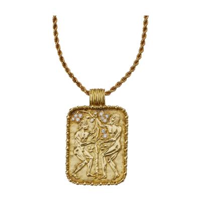  Fred of Paris Fred Paris 18K Gold and Diamond Gemini Pendant Necklace