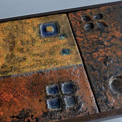  Freres Cloutier 1960s Cloutiers Freres Glazed Lava Coffee Table with Iron Base France