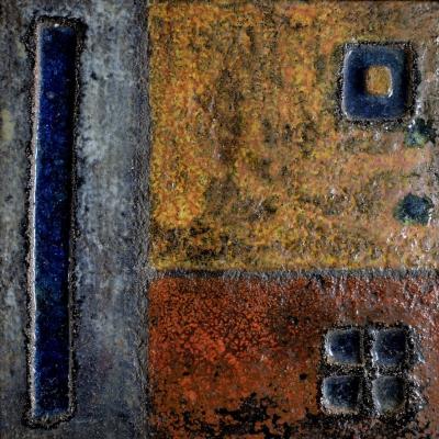  Freres Cloutier 1960s Cloutiers Freres Glazed Lava Coffee Table with Iron Base France