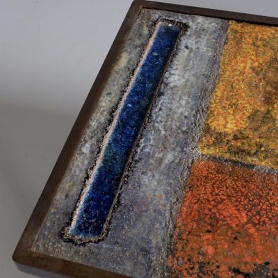  Freres Cloutier 1960s Cloutiers Freres Glazed Lava Coffee Table with Iron Base France