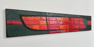  Freres Cloutier Cloutier Frerez Brutalist Red Enameled Lava Tile Wall Sculpture