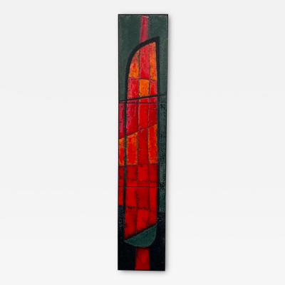  Freres Cloutier Cloutier Frerez Brutalist Red Enameled Lava Tile Wall Sculpture