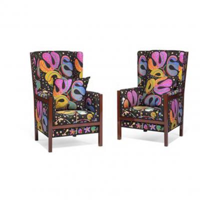  Frits Schlegel Frits Schlegel Pair of unique mahogany wingback chairs 1937