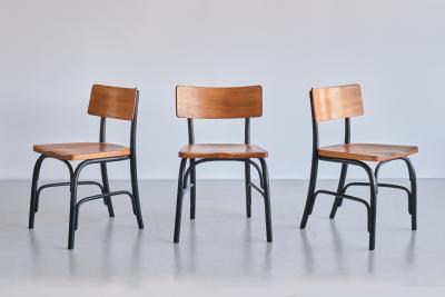  Frits Schlegel Set of Six Frits Schlegel Husum Chairs in Elm Fritz Hansen Denmark 1930s