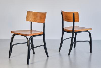  Frits Schlegel Set of Six Frits Schlegel Husum Chairs in Elm Fritz Hansen Denmark 1930s
