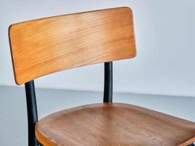  Frits Schlegel Set of Six Frits Schlegel Husum Chairs in Elm Fritz Hansen Denmark 1930s