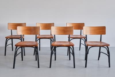  Frits Schlegel Set of Six Frits Schlegel Husum Chairs in Elm Fritz Hansen Denmark 1930s