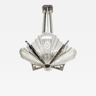  Frontisi French Art Deco Chandelier Signed by Frontisi