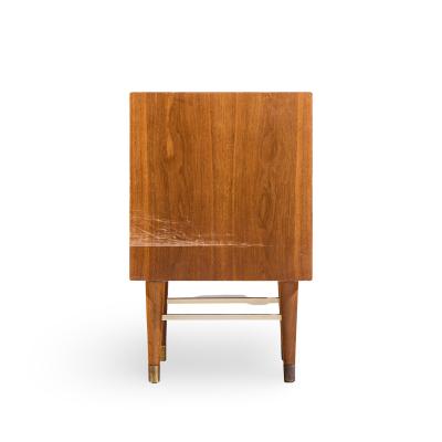  Furnette Inc Paul McCobb Style Furnette Mid Century Walnut and Brass Nightstands Pair