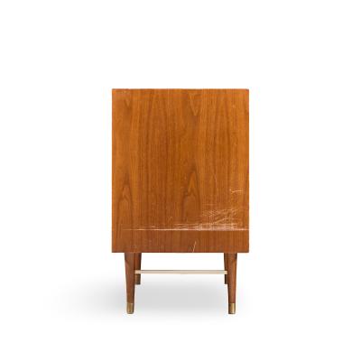  Furnette Inc Paul McCobb Style Furnette Mid Century Walnut and Brass Three Drawer Dresser