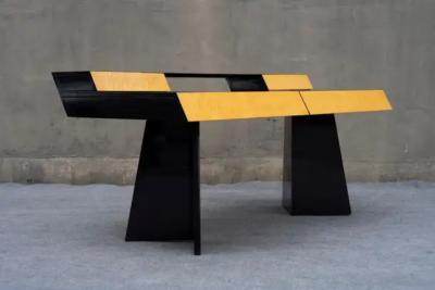  G C Italia Post Modern Italian Executive Desk Piano Black Burl by G C Italia Art Deco Style
