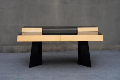  G C Italia Post Modern Italian Executive Desk Piano Black Burl by G C Italia Art Deco Style
