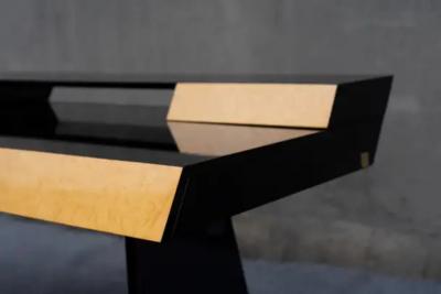  G C Italia Post Modern Italian Executive Desk Piano Black Burl by G C Italia Art Deco Style