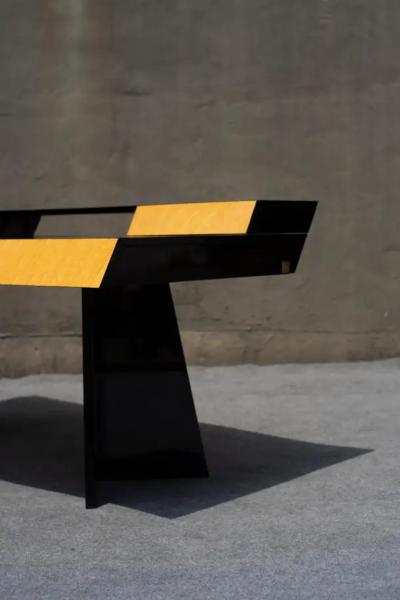  G C Italia Post Modern Italian Executive Desk Piano Black Burl by G C Italia Art Deco Style